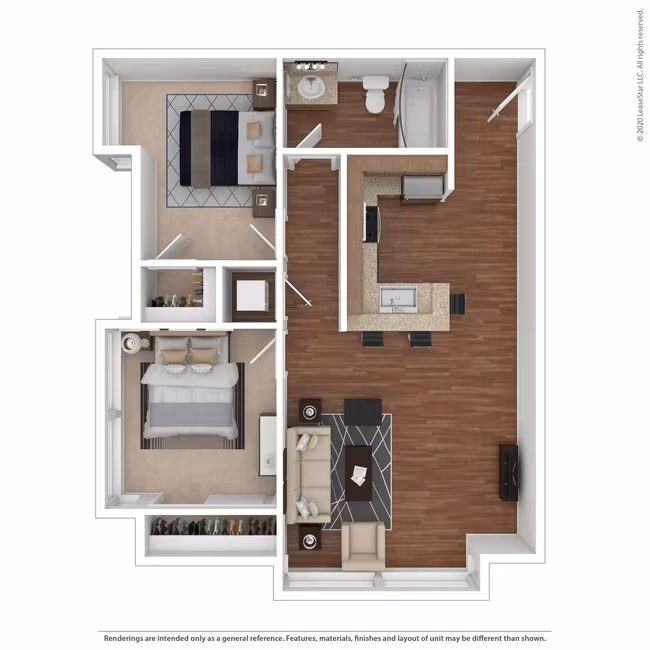 Two Bedroom One Bath 204 floor plan